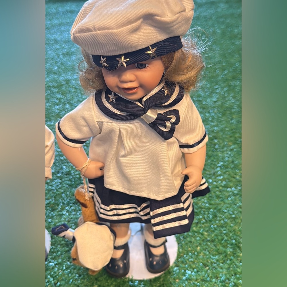 Nautical Sailor Doll Pair in Navy and White - Picture 4 of 10